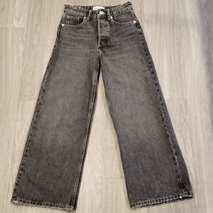 Zara Cropped Wide Leg Jean Sz 0